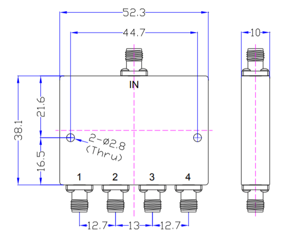 18~40GHz 4 Way Millimeter Wave Power Divider9.png